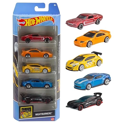 Hot Wheels 5-Car Pack of 1:64 Scale Vehicles, Gift For Collectors & Kids Ages 3 Yrs & Up-Color & Design May Vary, Multi color